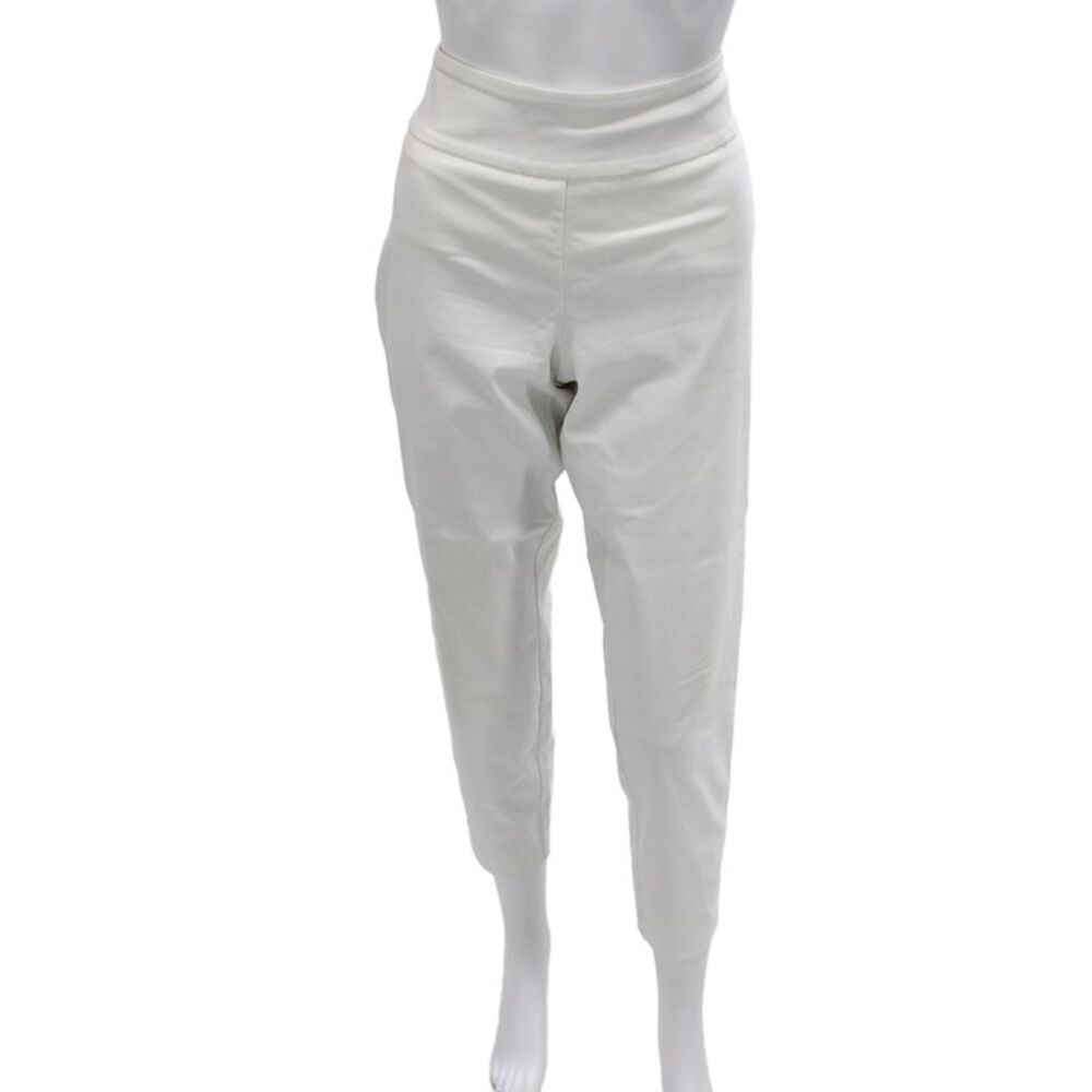Up! Women White Ankle Pants Pull On Rayon Casual Size 10